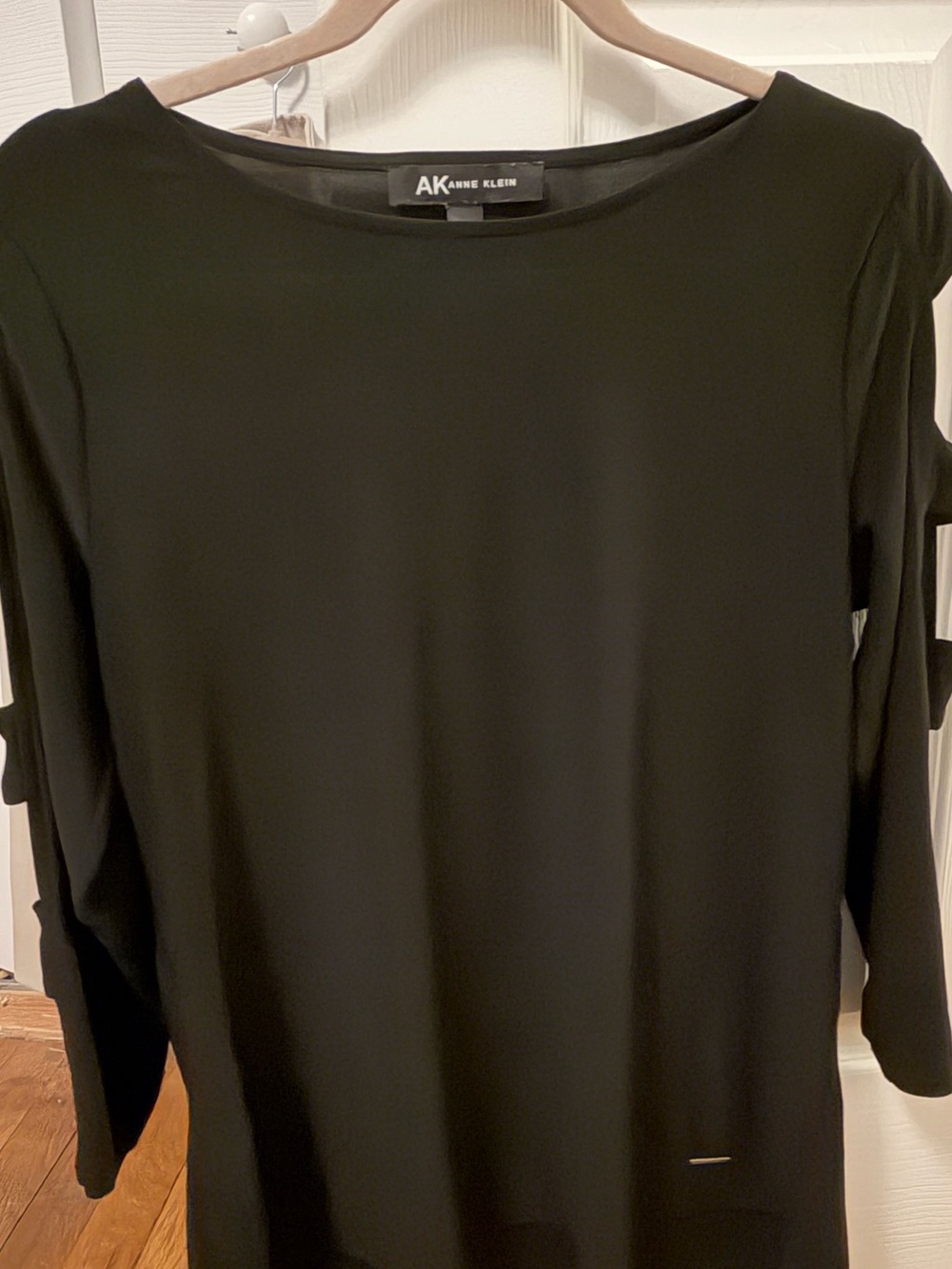 Anne Klein Black Boatneck Tunic with Sleeve Cutouts